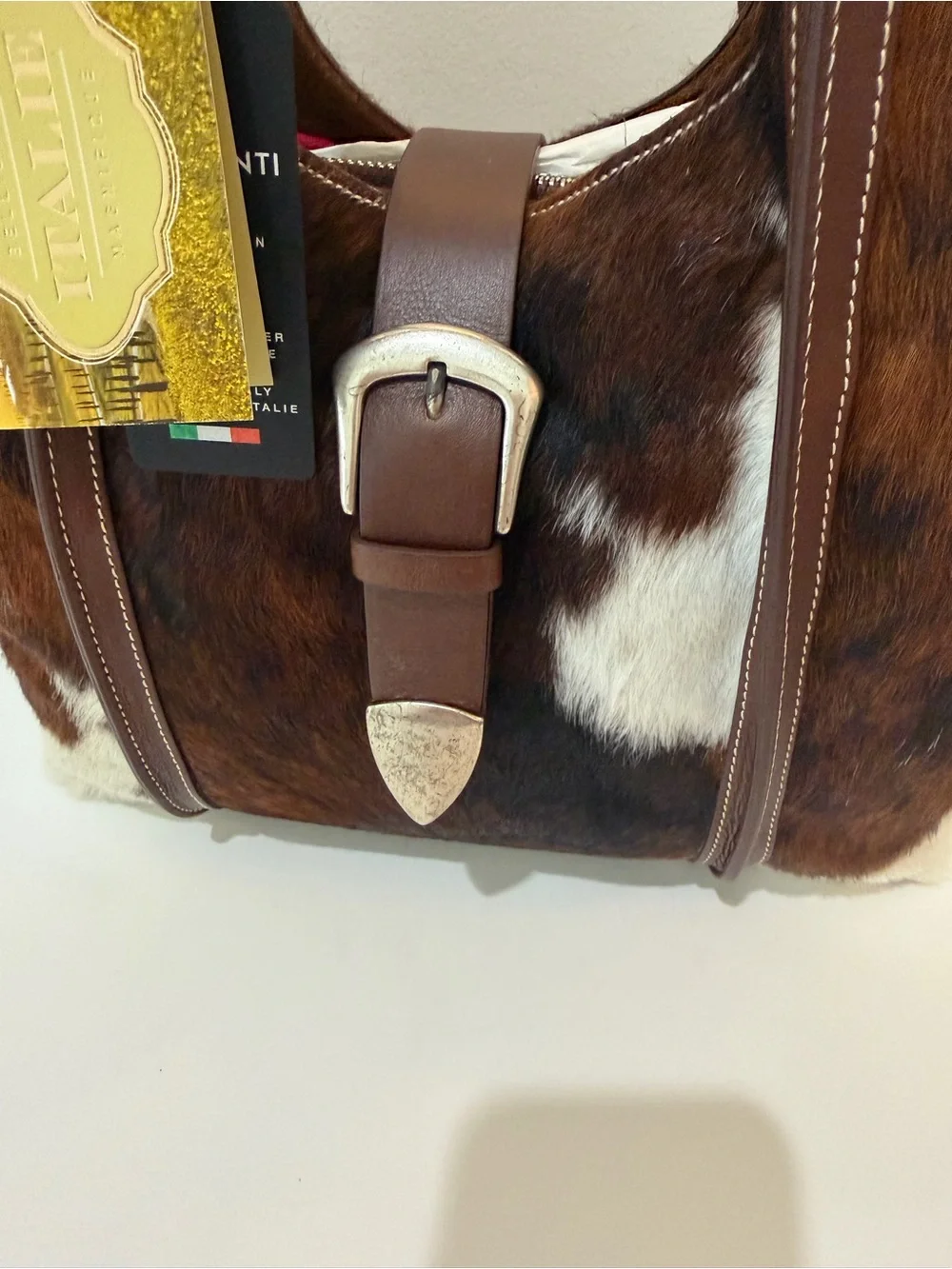 Cavalcanti Brown & White Calfhair Bag NWT